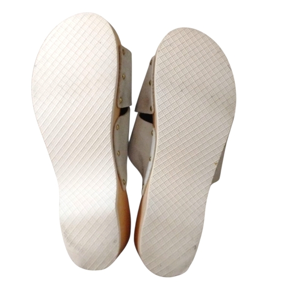 Donna Toscana Italian Clog Sandals Size 8 Platform Suede Wooden Slides - Picture 8 of 9
